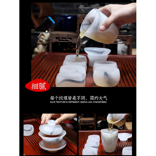 羊脂玉瓷高档精品一套功夫茶具