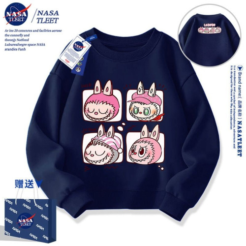 NASA聯名新款卡通可愛拉佈佈Labubu休閑上衣春鞦季百搭學生衛衣潮