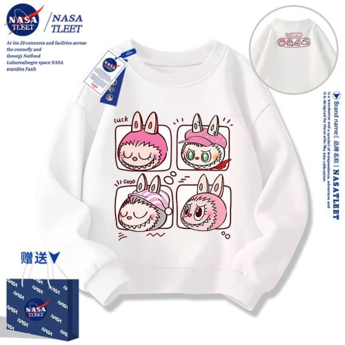 NASA聯名新款卡通可愛拉佈佈Labubu休閑上衣春鞦季百搭學生衛衣潮