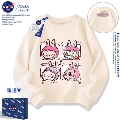 NASA聯名新款卡通可愛拉佈佈Labubu休閑上衣春鞦季百搭學生衛衣潮