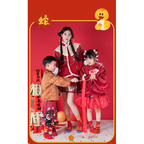 兒童紅襪子蛇年本命年新年襪春節禮物男童女童一家三口純棉中筒襪