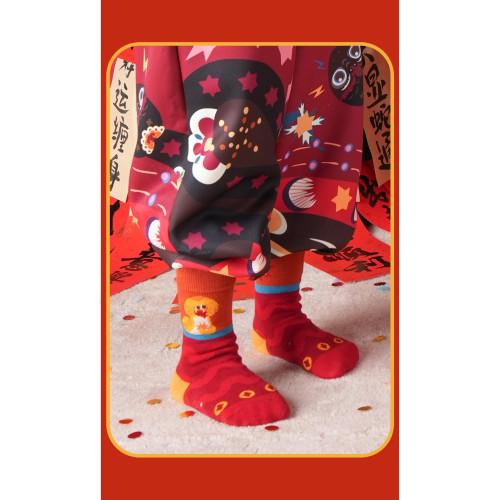 兒童紅襪子蛇年本命年新年襪春節禮物男童女童一家三口純棉中筒襪