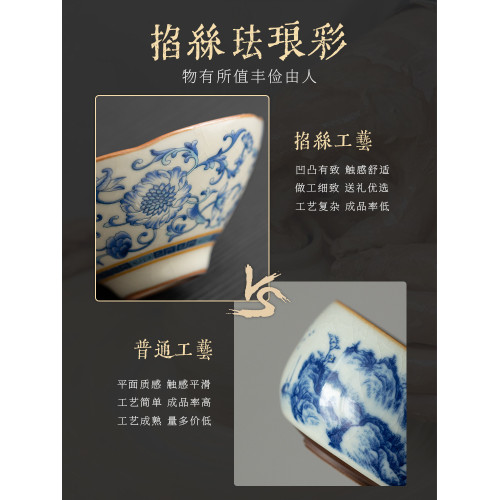 兮元記青花汝窰單個琺瑯彩茶盃