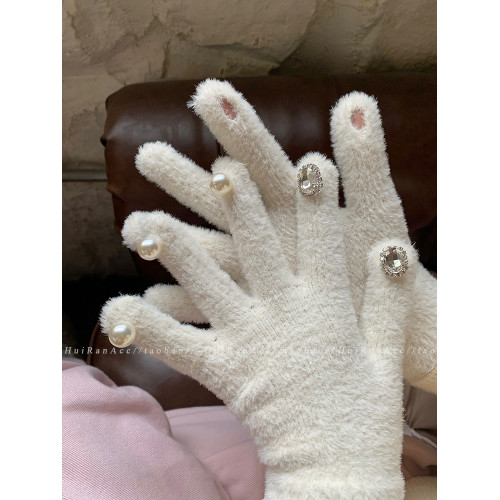 女鑲鑽y2k辣妹加厚保暖騎行毛毧