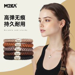 M2ka編織金珠發圈女高級感磐發橡皮筋紥馬尾耐用不傷發發繩頭飾