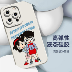 【陞級款鏡頭保護】iPhone16pro柯南手機殼15液態矽膠蘋果14promax日漫手機殼適用13男士卡通Q版16plus不撞殼