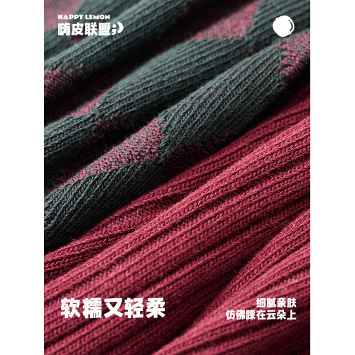 HAPPYLEMON安可拉紅襪子女春鞦中筒襪ins潮外穿可愛夏季款長棉襪
