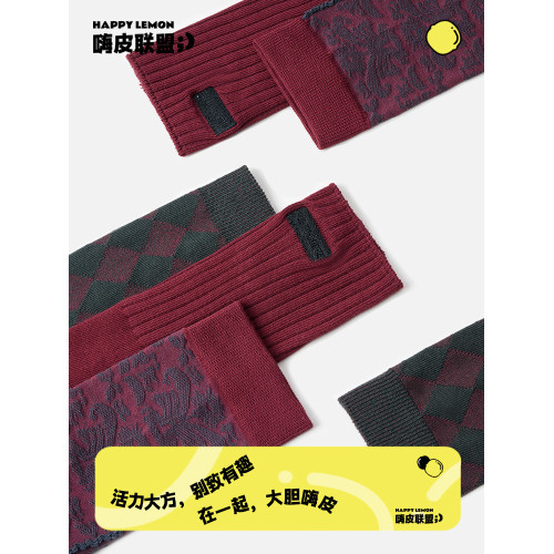 HAPPYLEMON安可拉紅襪子女春鞦中筒襪ins潮外穿可愛夏季款長棉襪