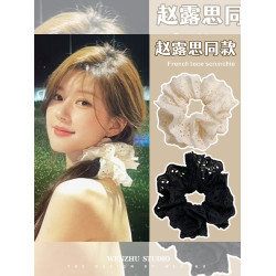 趙露思同款白色大腸馬尾發繩頭花