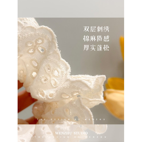 趙露思同款白色大腸馬尾發繩頭花