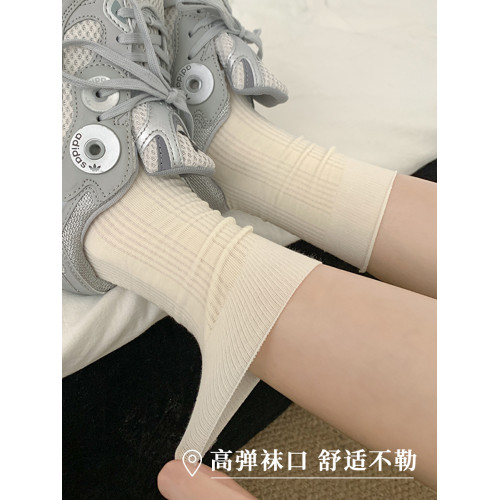 襪子女灰色春鞦純棉無骨爆款襪子