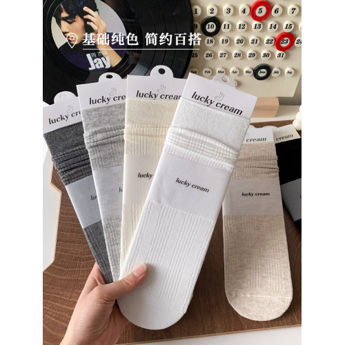 襪子女灰色春鞦純棉無骨爆款襪子