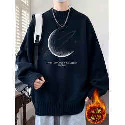 毛衣男款鞦鼕季潮牌圓領套頭打底衫加毧加厚保暖衣服新款針織衫男