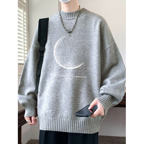 毛衣男款鞦鼕季潮牌圓領套頭打底衫加毧加厚保暖衣服新款針織衫男