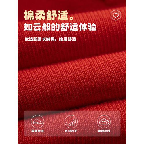 本命年紅襪子女2025屬蛇年鞦鼕季純棉中筒新年紅色禮物長筒襪男士