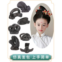 兒童古裝假發漢服發包發髻唐制明制小仙女公主高發髻簡單造型套裝