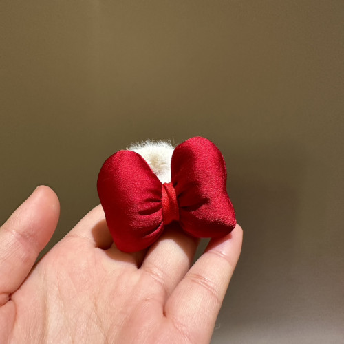 甜美可愛紅色格子蝴蝶結發繩少女毛毧毧發圈雙馬尾頭繩紥頭發皮筋