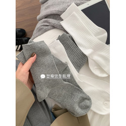 襪子女灰色純棉韓版運動鼕天襪子