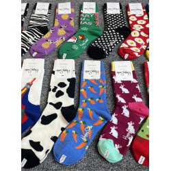 happysocks新款爆款女中筒襪四季純棉瑞典網紅外穿百搭情侶款潮襪