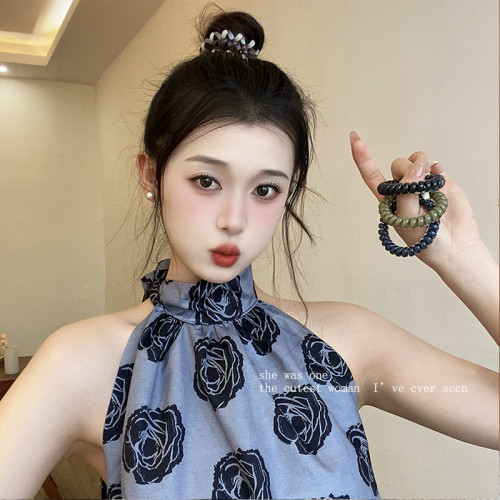果凍色電話線發圈高彈力耐用簡約紥頭繩女時尚高馬尾發繩皮筋頭飾