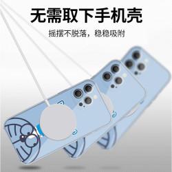 iPhone15pro透明磁吸手機殼適用16promax哆啦A夢聯名款16蘋果14promax全包鏡頭防摔13pro手機殼高档超薄時尚