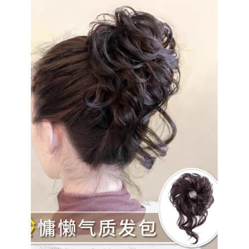 旗袍古風丸子頭自然蓬松卷發圈