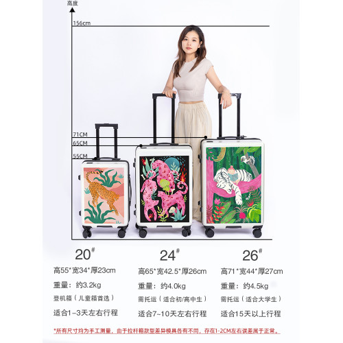 原創插畫藝術行李箱女拉杆箱男2024新款旅行箱20寸小型密碼登機箱