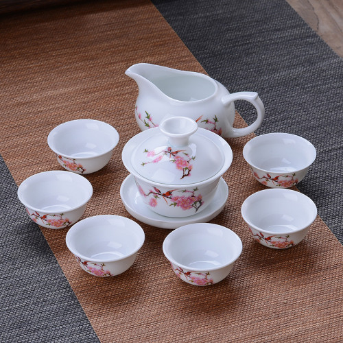 茶具套裝青花陶瓷家用泡茶器功夫蓋碗整套簡約辦公室會客茶盃特價