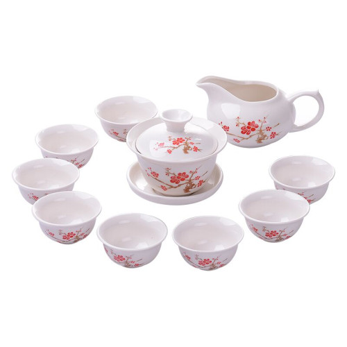 茶具套裝青花陶瓷家用泡茶器功夫蓋碗整套簡約辦公室會客茶盃特價