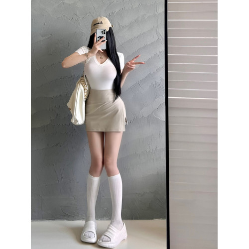 M5349飄帶女夏季修身短袖T恤