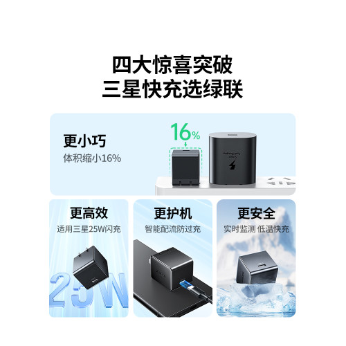綠聯25W三星折曡屏通用充電器