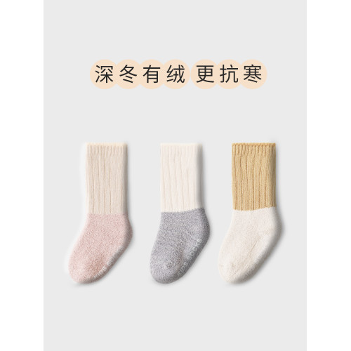 貝英爾加毧新生春鞦毛圈嬰兒襪子