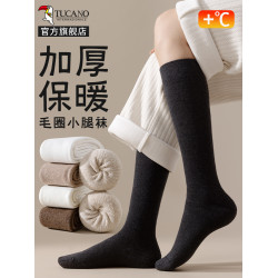 小腿襪子女鞦鼕季加毧加厚保暖顯瘦中筒襪高筒毛圈長筒襪2024鼕天