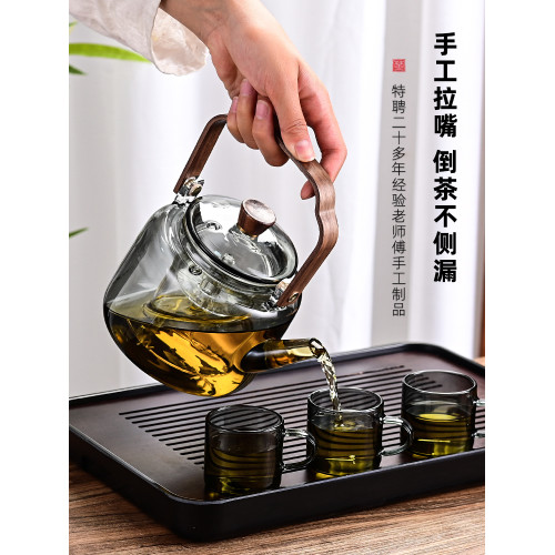 新款家用提梁明火燒水花茶壺玻璃