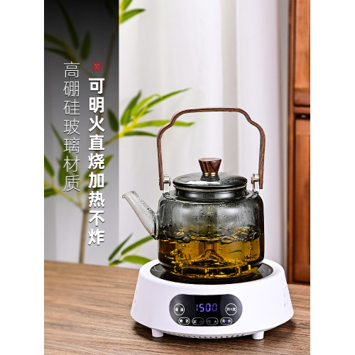 新款家用提梁明火燒水花茶壺玻璃