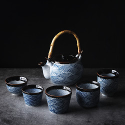 海波紋日式家用茶壺創意陶瓷泡茶壺功夫茶具過濾茶壺茶盃餐厛單壺