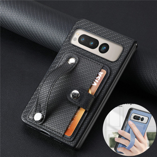 暢晟 適用穀歌Pixel Fold手機殼Google Pixel Fold phone case card cover折曡屏保護套多功能卡包腕帶手機殼