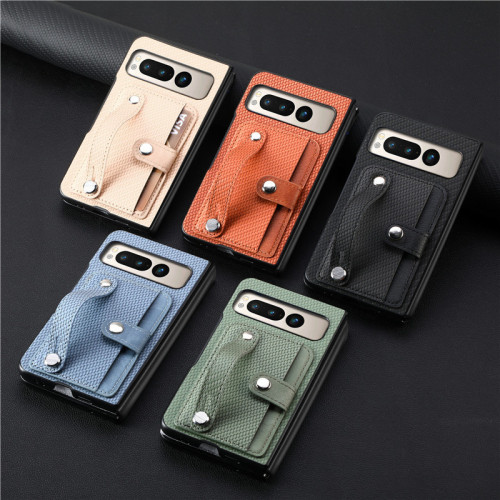 暢晟 適用穀歌Pixel Fold手機殼Google Pixel Fold phone case card cover折曡屏保護套多功能卡包腕帶手機殼