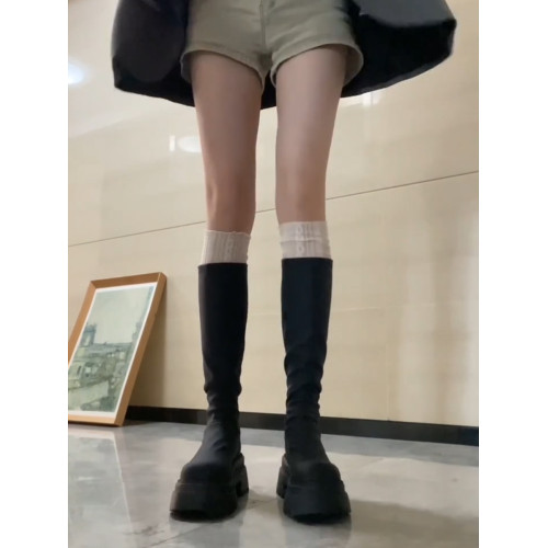 白色蕾絲長筒靴襪子女配靴子襪套鞦鼕季堆堆襪長靴襪腿套小腿長襪