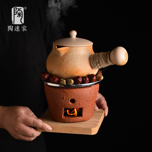 陶迷陶罐煮茶罐罐茶套裝炭爐煮嬭茶家用圍爐煮茶器具全套溫茶壺