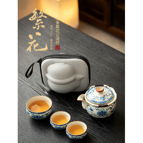 青花汝窰蓋碗單個手抓壺陶瓷大容量防燙功夫茶具泡茶碗泡茶壺茶盃