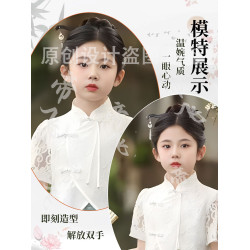 新中式國風馬麪裙後腦勺兒童假發