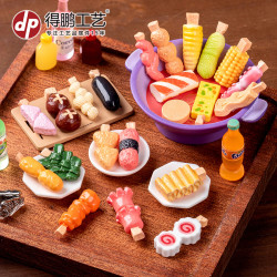 微景觀倣真食玩麻辣燙烤串樹脂擺件 手工diy裝飾品微縮模型小擺件