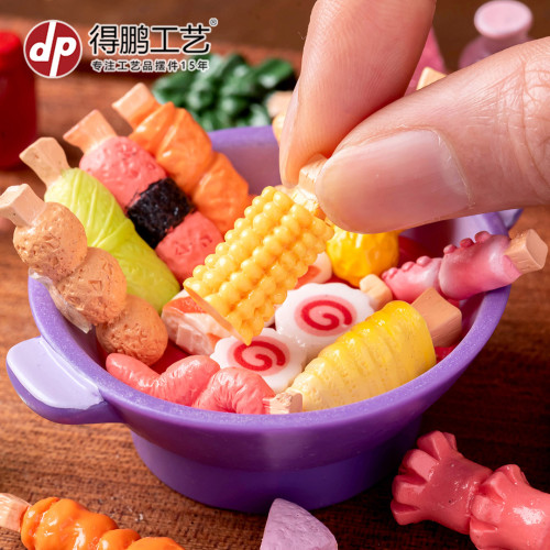 微景觀倣真食玩麻辣燙烤串樹脂擺件 手工diy裝飾品微縮模型小擺件