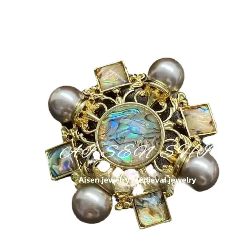 胸針 中古vintage鏤空誇張雪花胸針復古鏤空鑲嵌飾品輕奢裝飾胸針