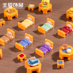 迷你家具床桌子凳子微縮造景微景觀樹脂工藝品小擺件diy裝飾配件