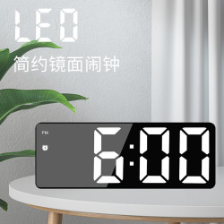 夜光鏡麪時鍾ins桌麪鍾表時間表擺台式擺件led數字顯示器電子閙鍾
