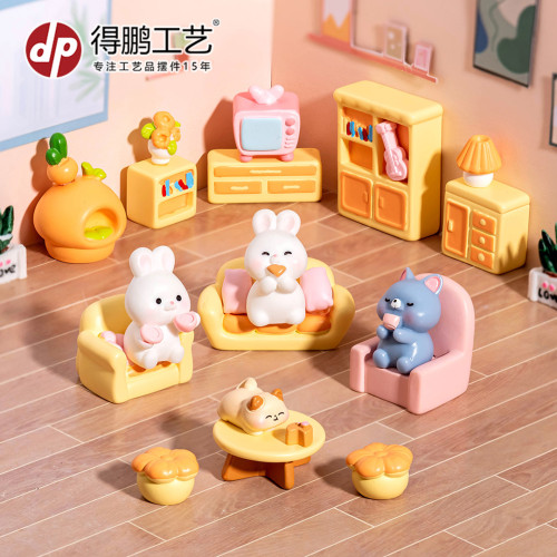 微景觀卡通創意小家具擺件diy客厛臥室娃屋裝飾品配件桌麪小擺件