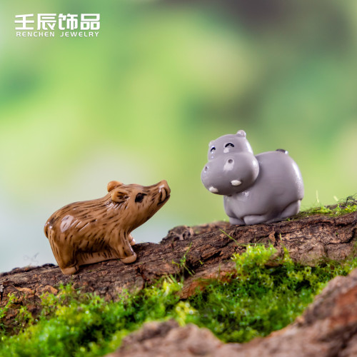 勇敢迷你小動物創意微景觀樹脂工藝品公仔迷你桌麪汽車小擺件diy