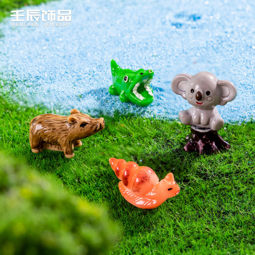勇敢迷你小動物創意微景觀樹脂工藝品公仔迷你桌麪汽車小擺件diy